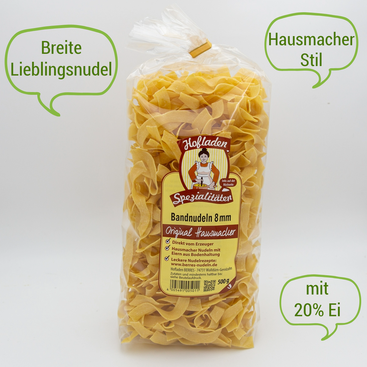Bandnudeln 8mm - 500g, Eiernudeln