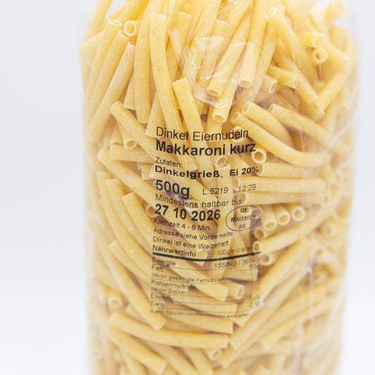 Dinkel Eiernudeln - Makkaroni, 500g