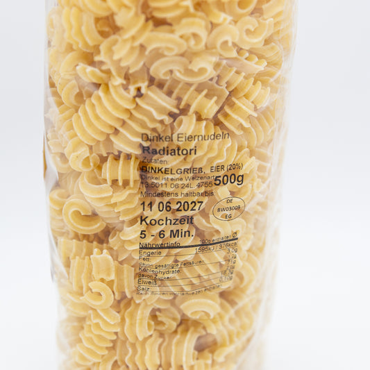 Dinkel Eiernudeln - Radiatori, 500g
