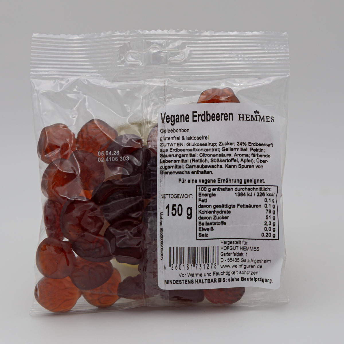 Fruchtgummi Süße Erdbeeren – vegan, 150 g
