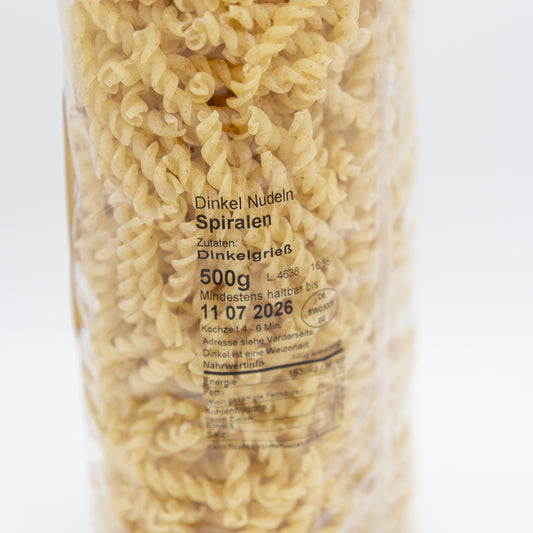 Dinkel Nudeln - Spiralen, 500g