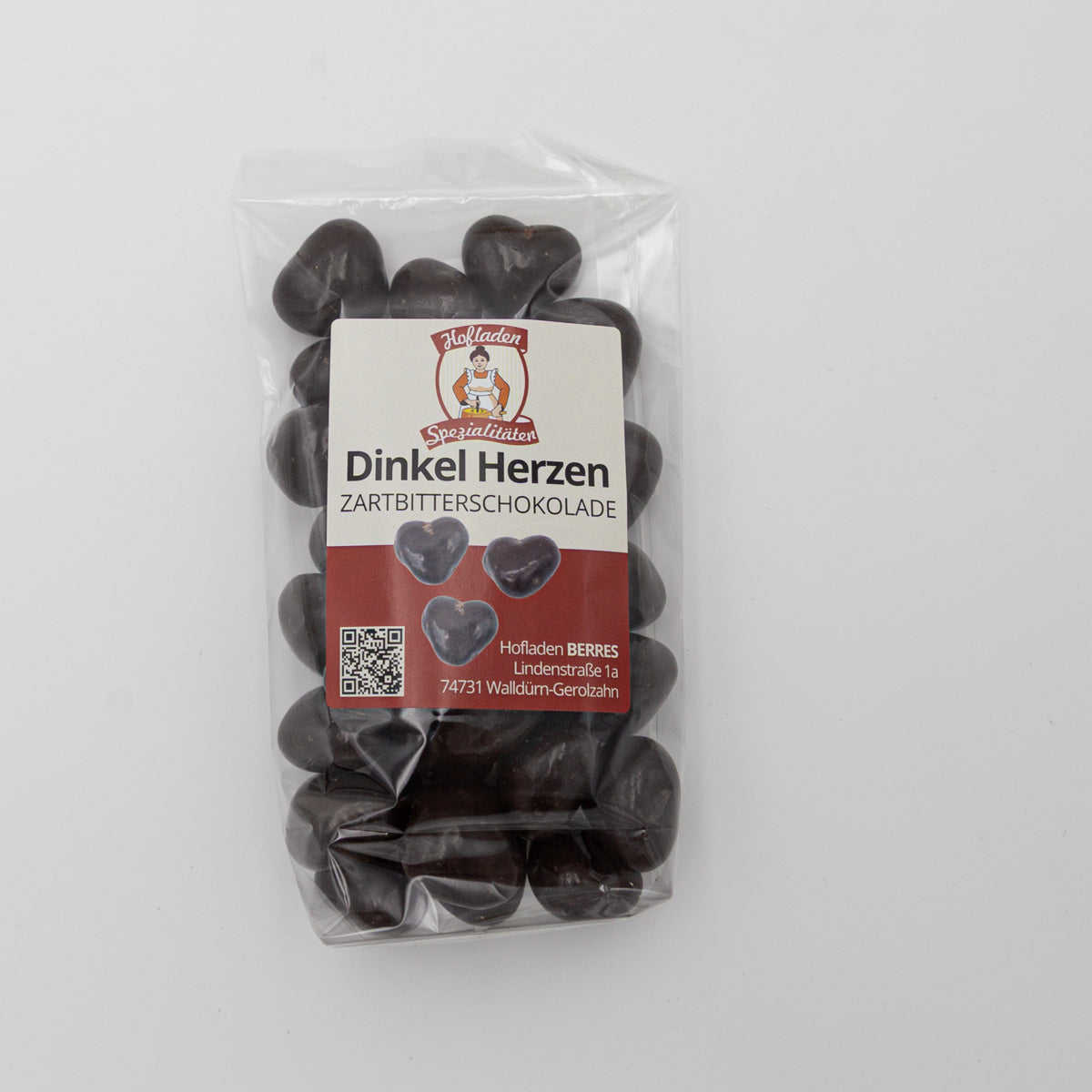 Süßwaren Dinkel Herzen Zartbitterschokolade