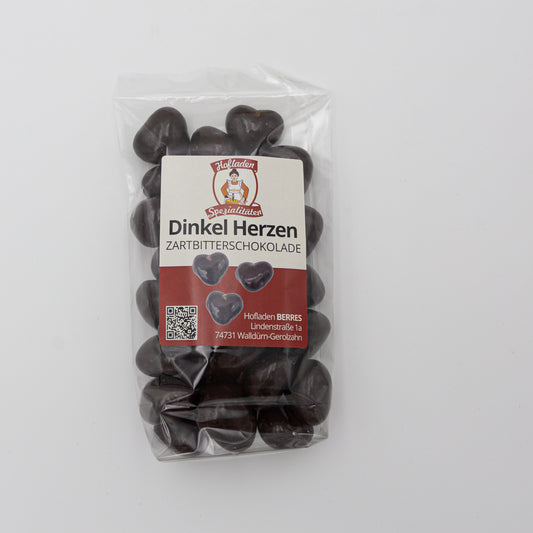 Süßwaren Dinkel Herzen Zartbitterschokolade